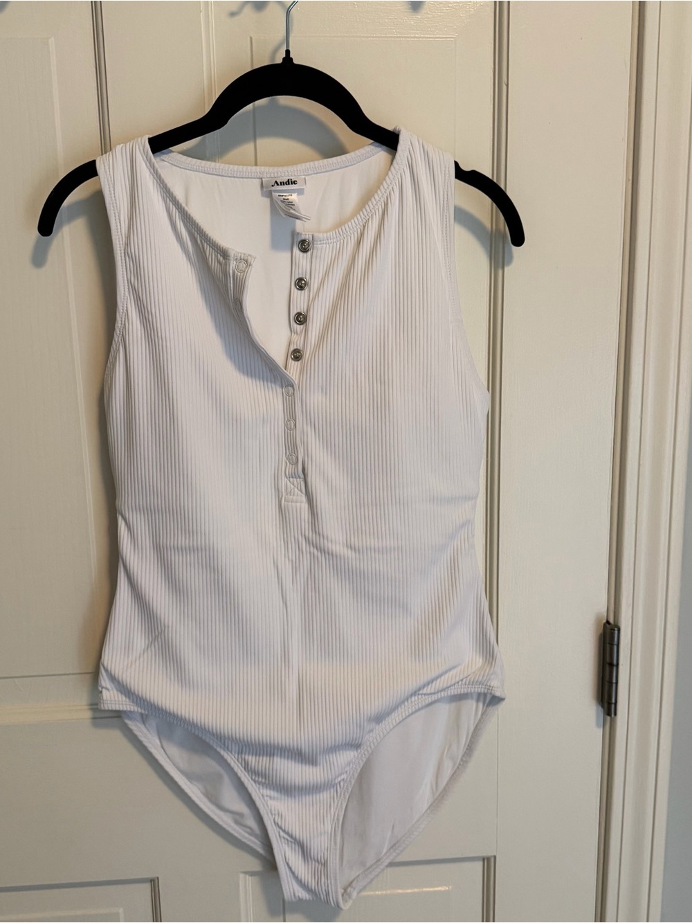 Andie Swim The Malibu Ribbed One Piece Swimsuit in White sz M